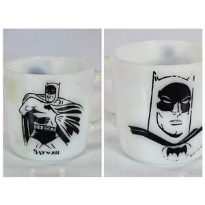 Vintage 1966 Mid Century Westfield Milk Glass DC Comics Batman Coffee Mug Cup
